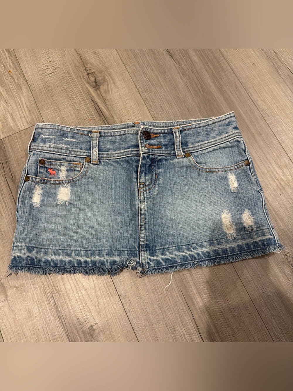 Light Blue Distressed Denim Mini Skirt
